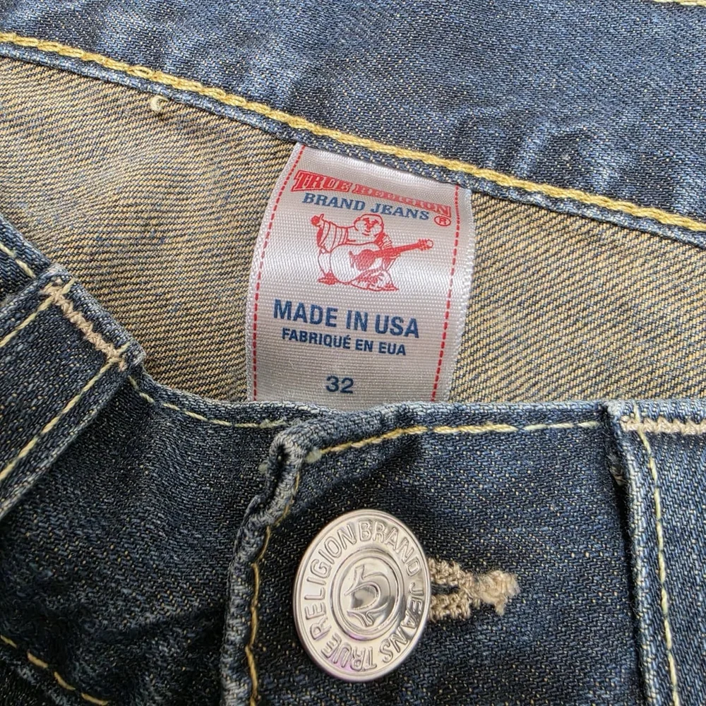 True Religion Ricky Straight Jeans Mens 32 Made in USA Flap Pocket Denim